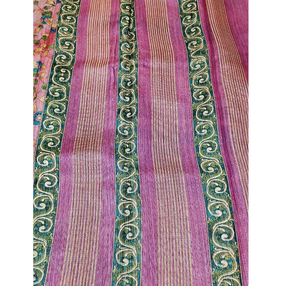 Dark Pink colour Geecha Tusser Saree
