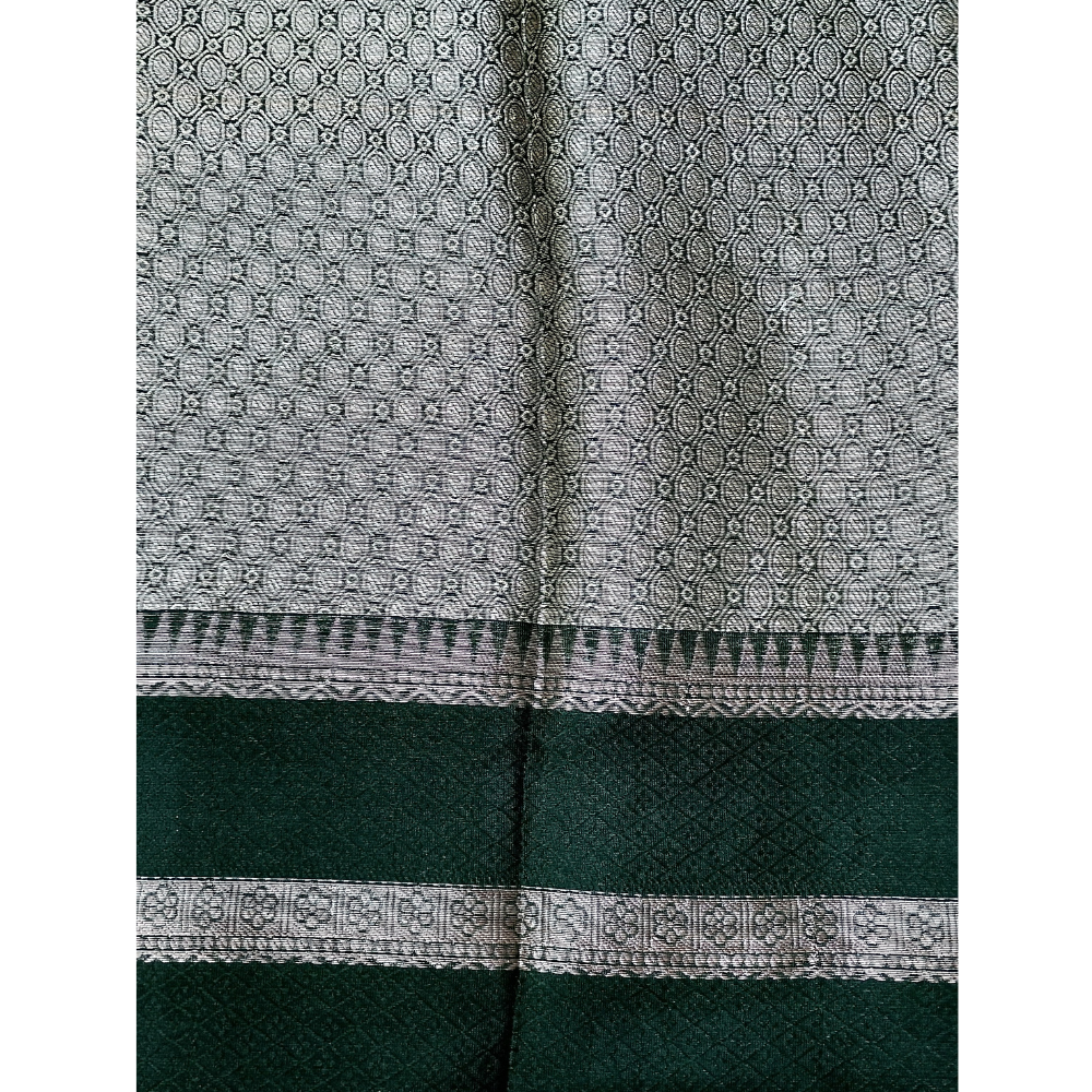 Mango Yellow Colour with brocade Dark Green blouse Warm Silk 3D Saree