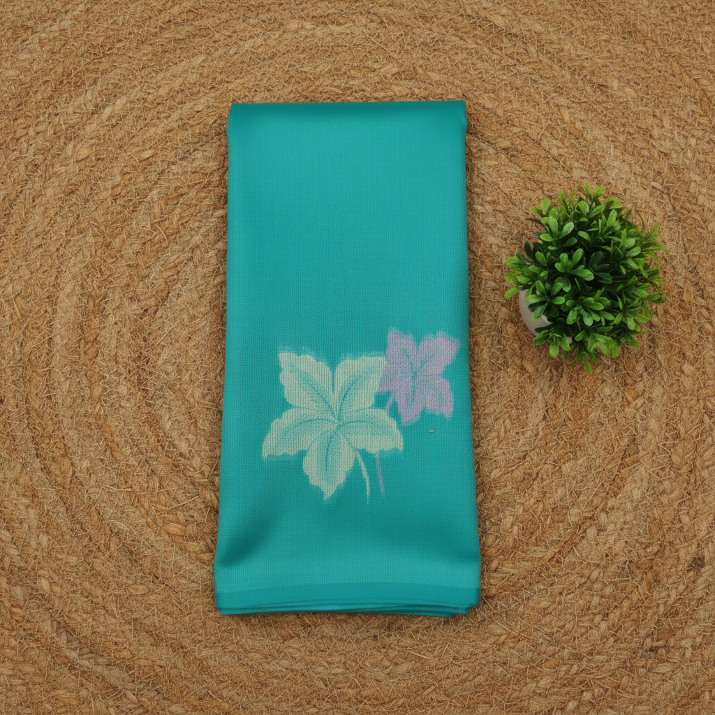 Aqua Green borderless Semi Silk Saree