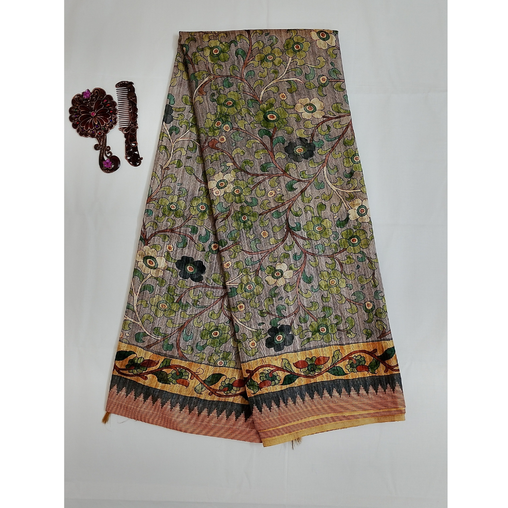 Grey colour Geecha Tusser Saree