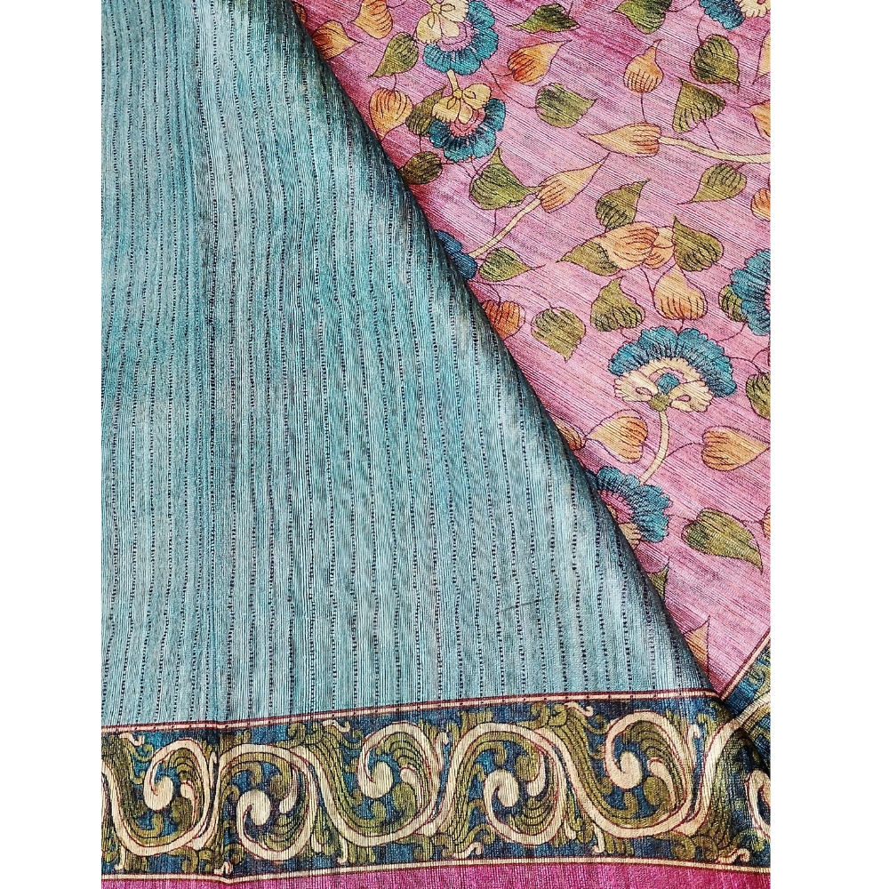 Dark Pink colour Geecha Tusser Saree