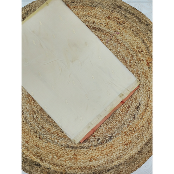 Beige colour red blouse n pallu Semi Soft Silk Saree