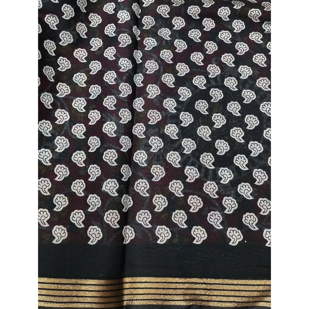 Bright Pink Saree with Red Blouse N Pallu Kalamkari Designs Linen Cotton Saree