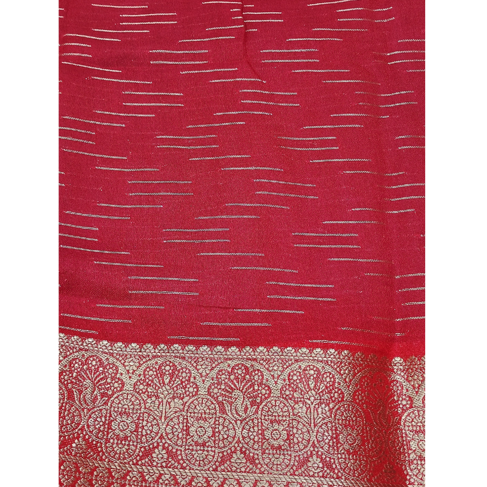 Dark Violet with Red border Chanderi Sarees