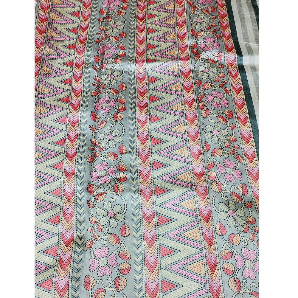 Ash Grey colour Geecha Tusser Saree