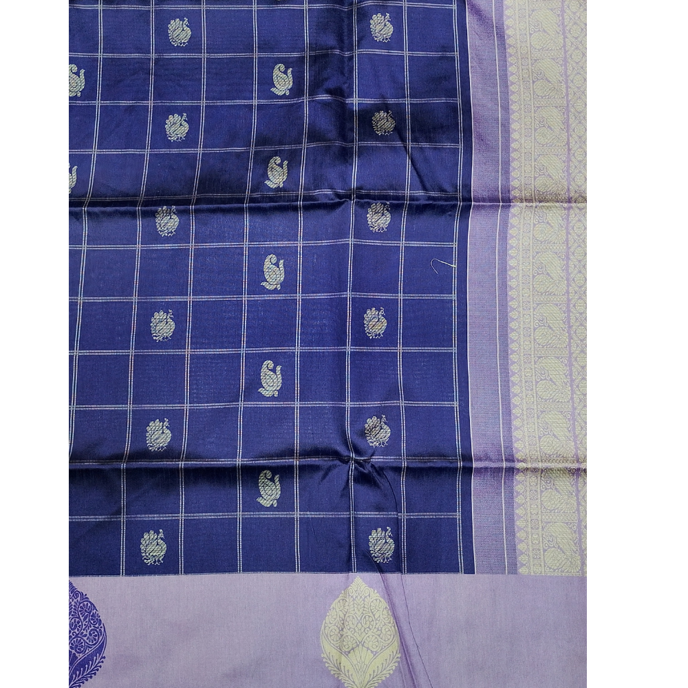 Violet with Purple border Pallu n blouse Semi Tusser Saree