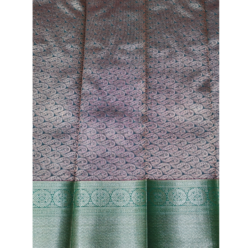 Red colour with bottle green blouse n pallu Premium Silk Cotton Saree