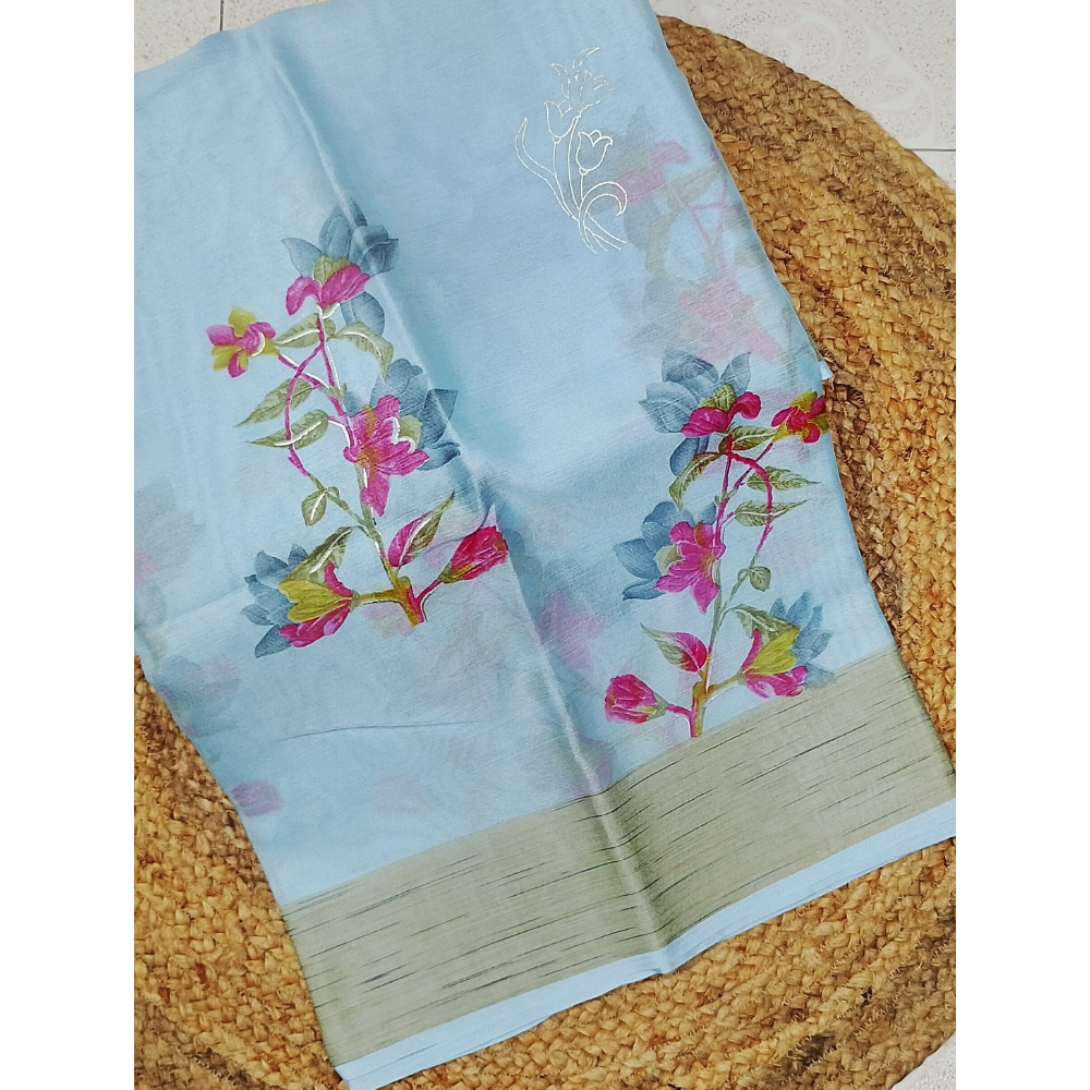 Light Blue Organza saree