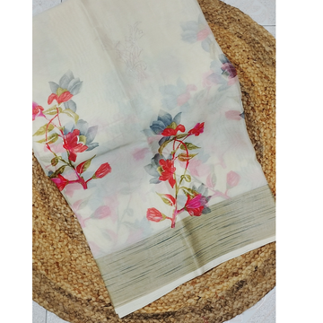Half White Organza Saree