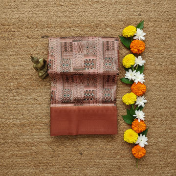 Light Brick colour with combination of Beige Softy Digital Print Silk Saree