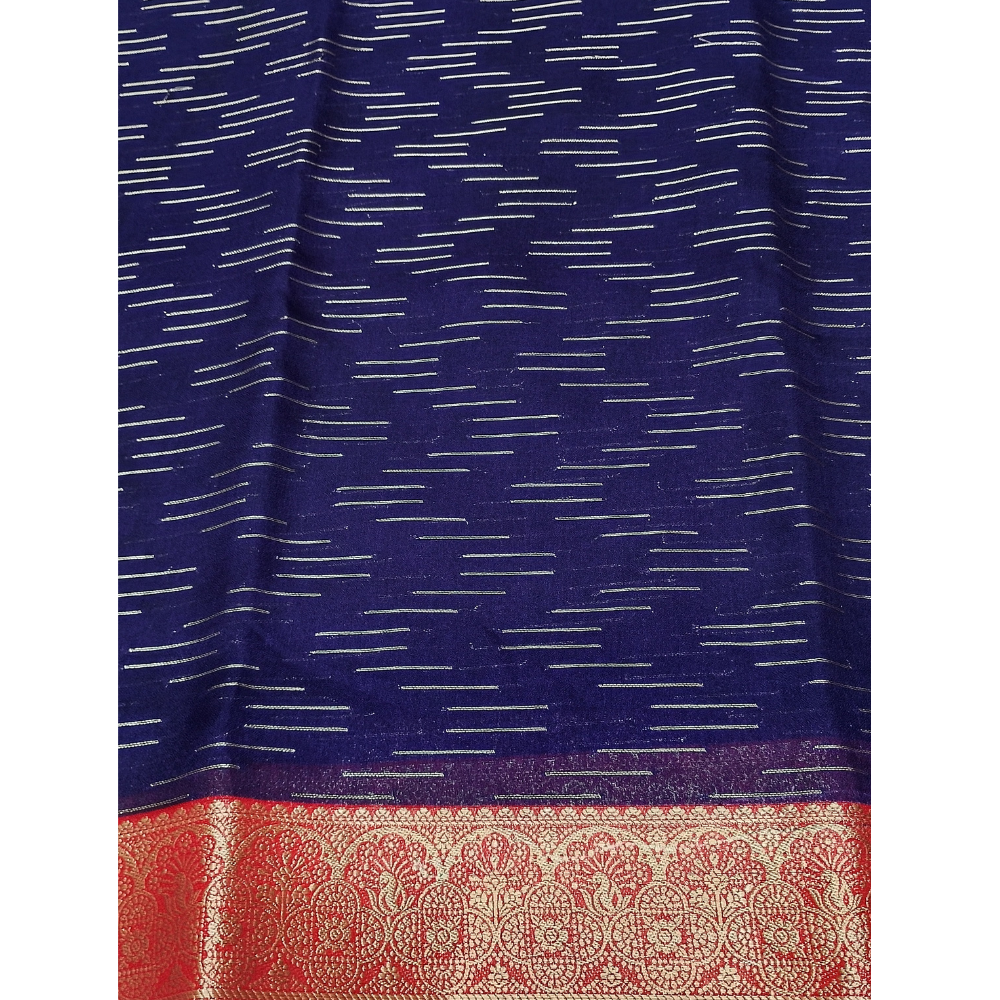 Dark Violet with Red border Chanderi Sarees