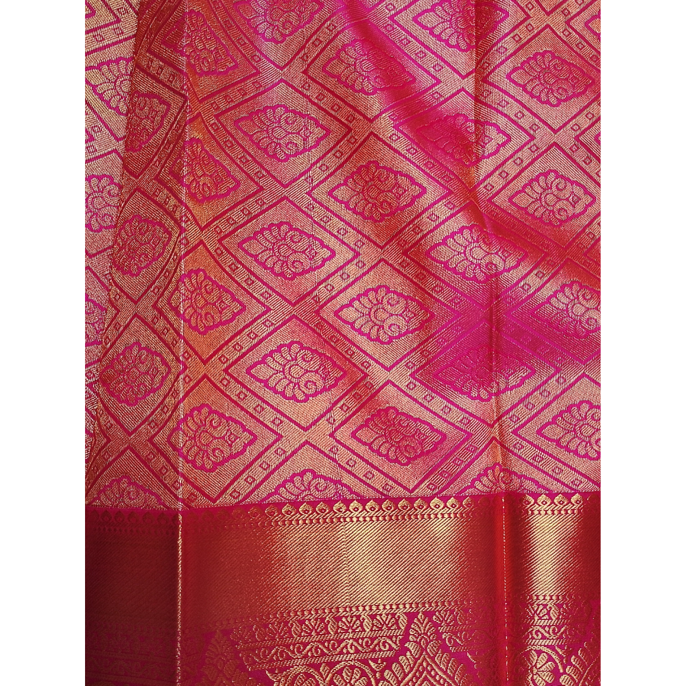 Peacock Green n Blue Colour combination Semi Art Silk Saree