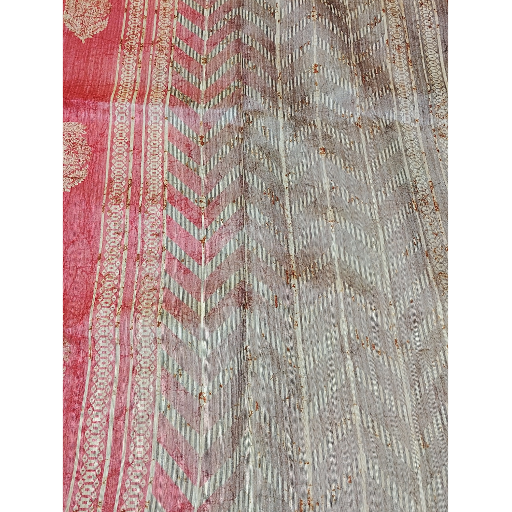 Peach Pink colour Geecha Tusser Saree