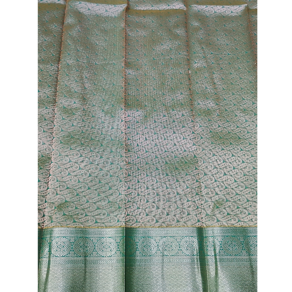 Pale Yellowish Green Colour with Green blouse n pallu Premium Silk Cotton Saree