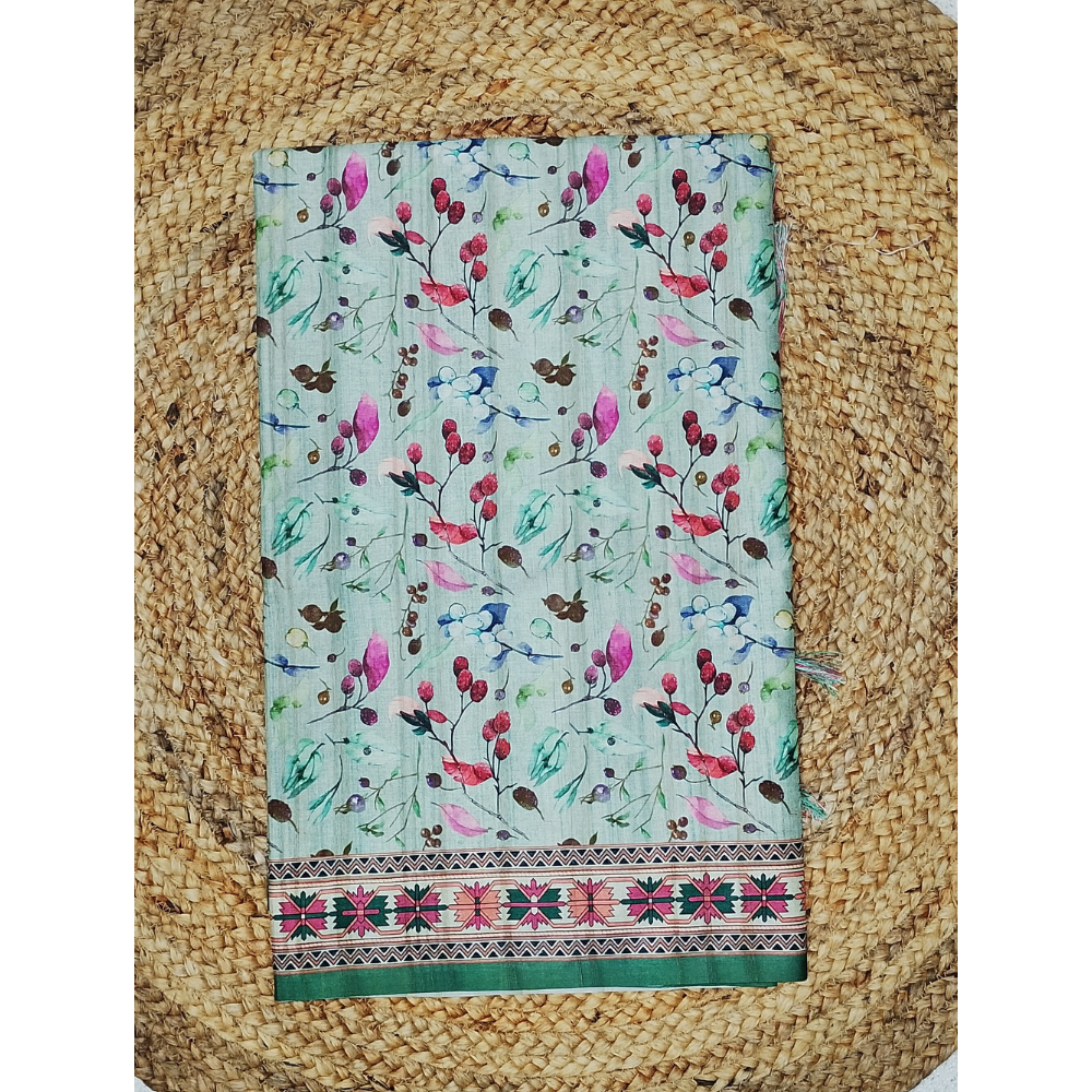 Green n Beige combination Semi Tusser Saree