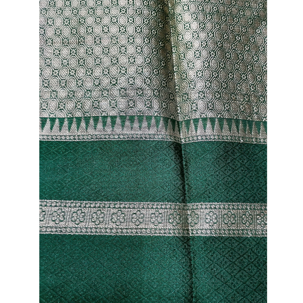 Navy Blue Colour with brocade Dark Green blouse Warm Silk 3D Saree