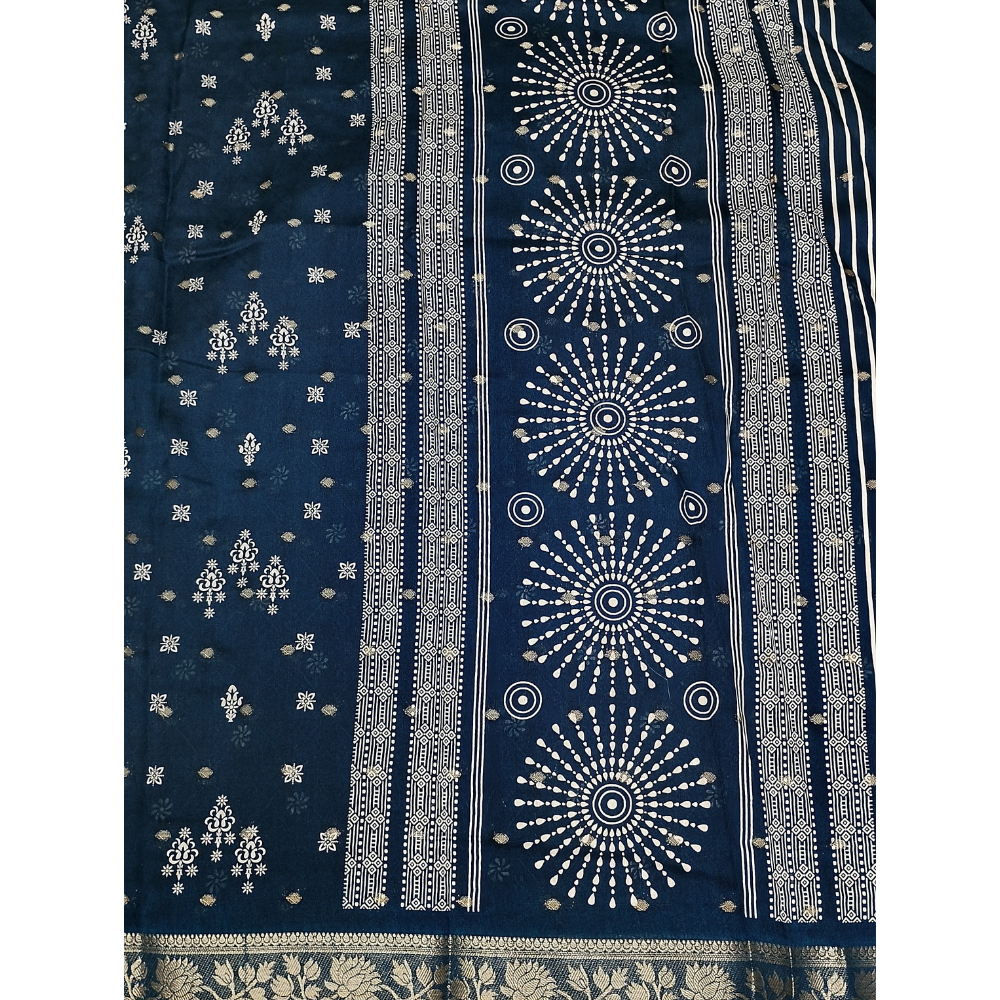 Peacock Blue Georgette Saree with Zari Bhuttas