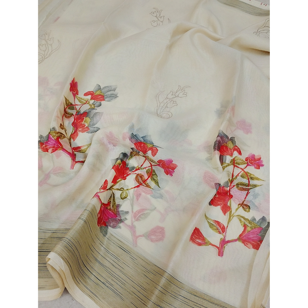Half White Organza Saree