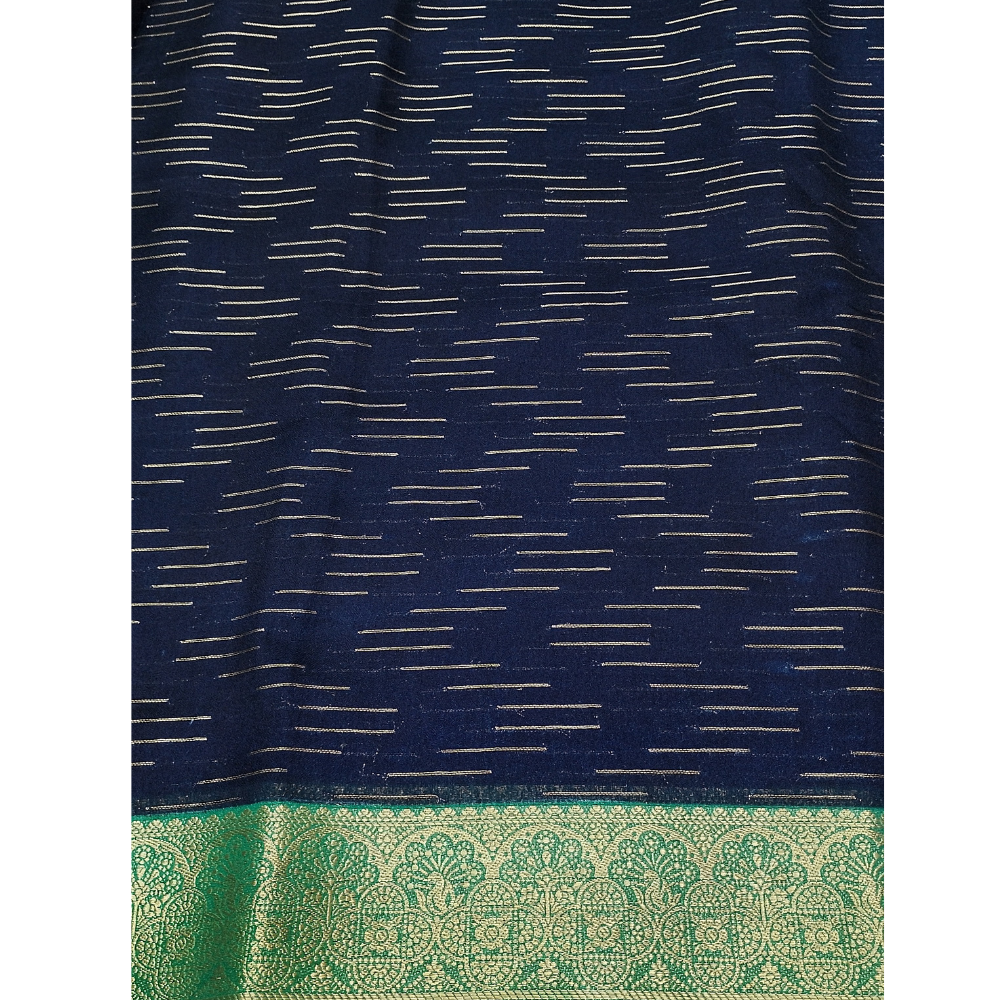 Navy Blue with Rama Green border Chanderi Sarees