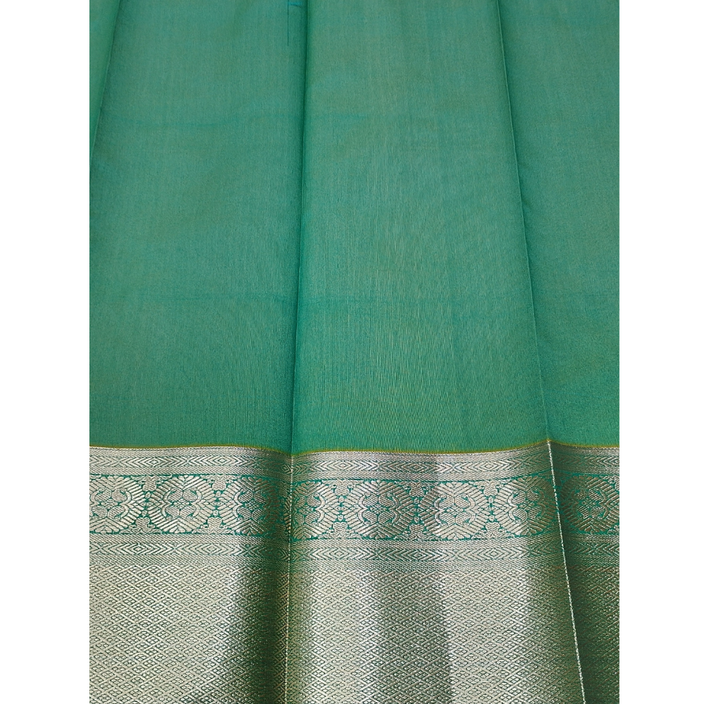 Pale Yellowish Green Colour with Green blouse n pallu Premium Silk Cotton Saree