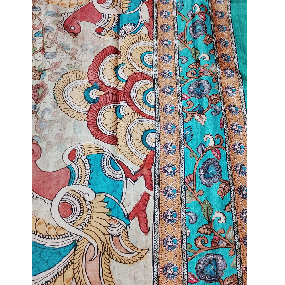 Sky Blue Colour Geecha Tusser Saree