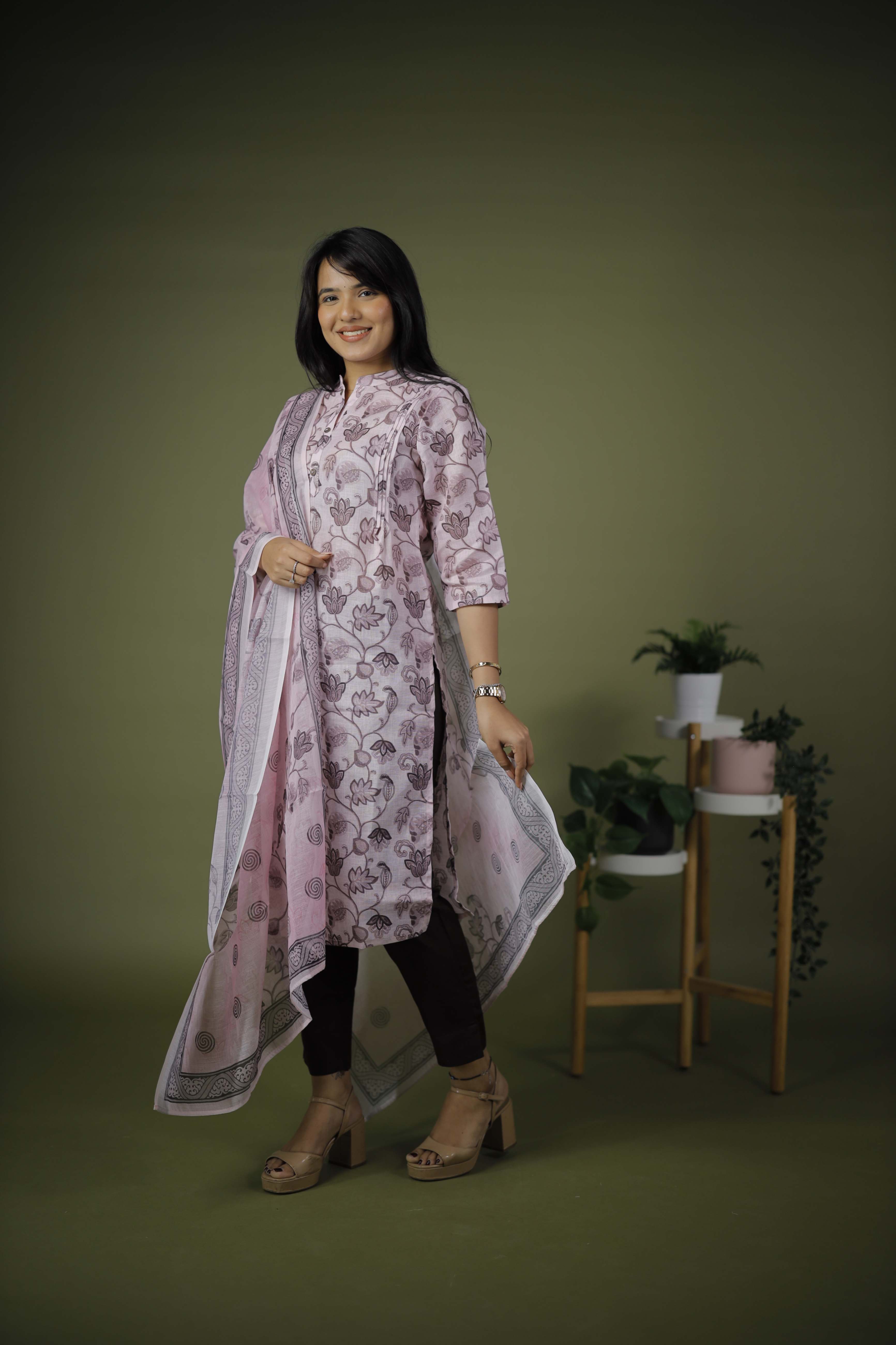 CHANDERI COTTON KURTA SET WITH DUPATTA