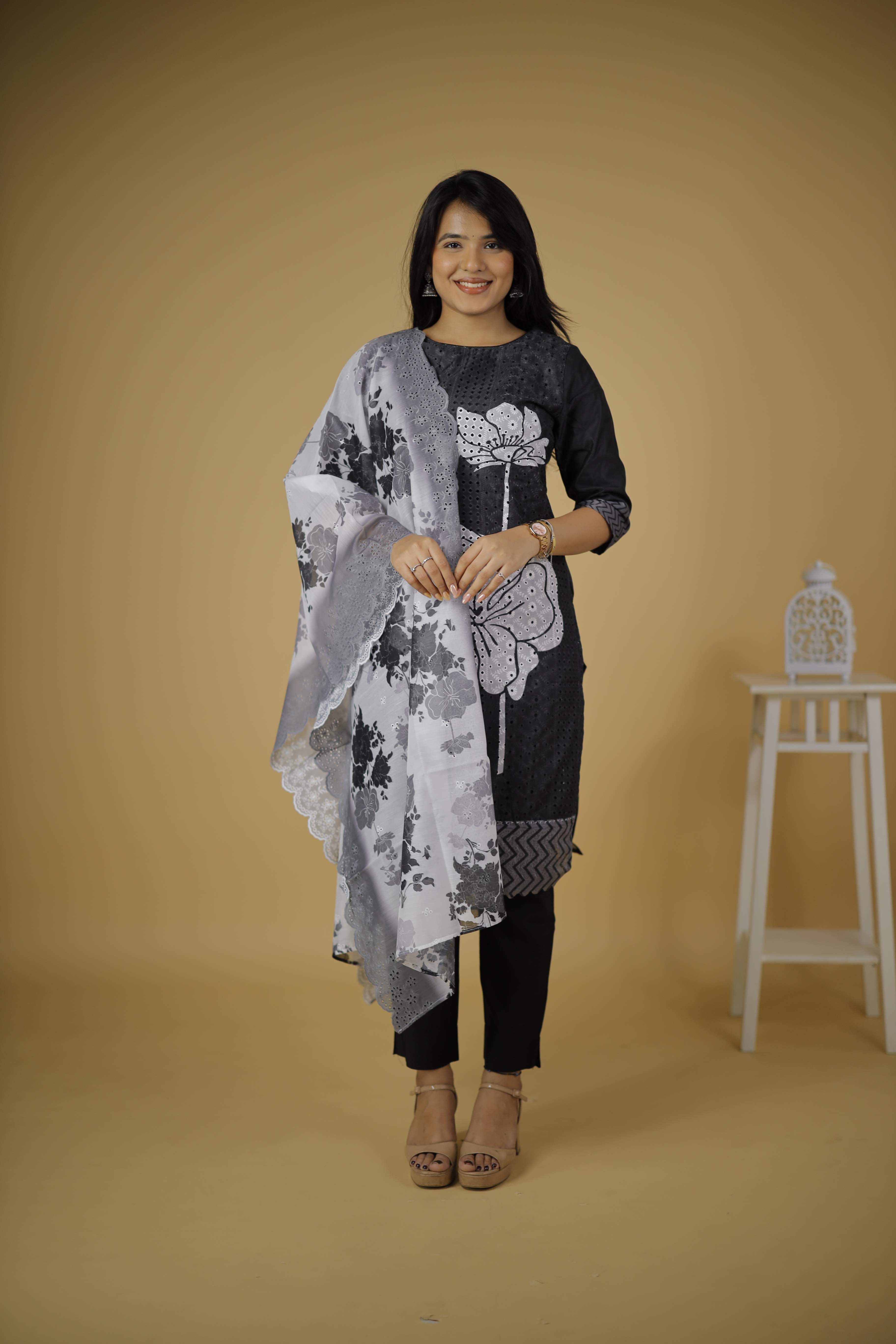 COTTON KURTA SET WITH DUPATTA