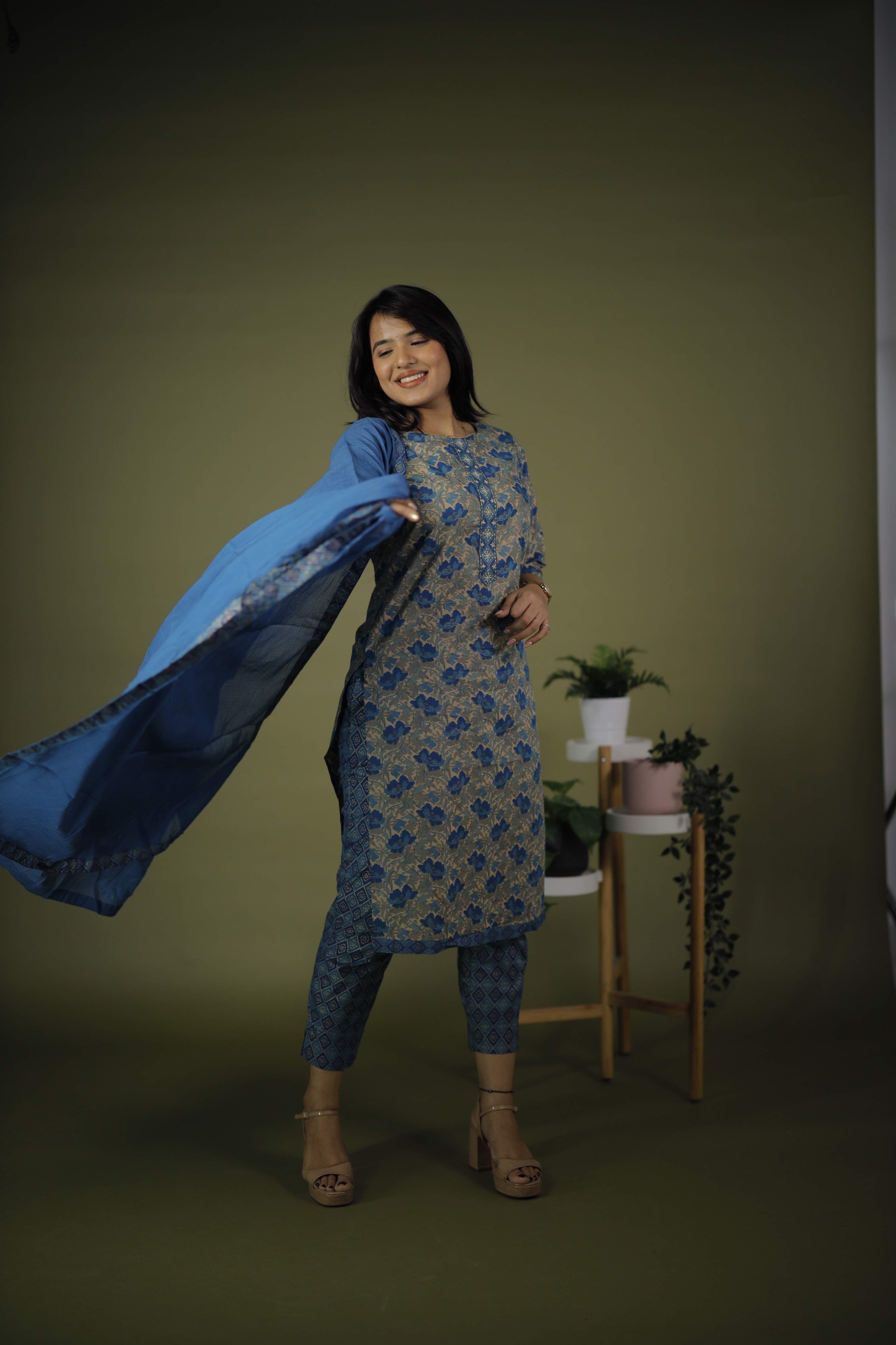 COTTON KURTA SET WITH DUPATTA